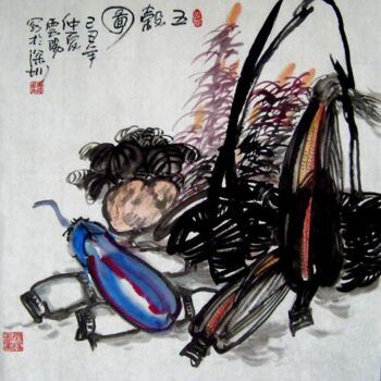 Ζωγραφική με τίτλο "云阳写意：五谷丰登图1" από 云阳 王, Αυθεντικά έργα τέχνης, Λάδι