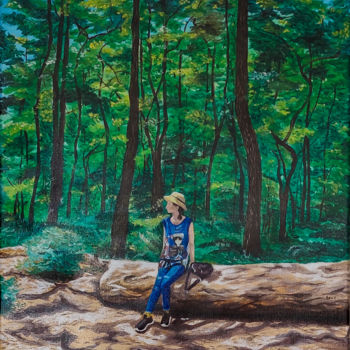 Painting titled "Découvrir une forêt…" by Yuni Art, Original Artwork, Acrylic