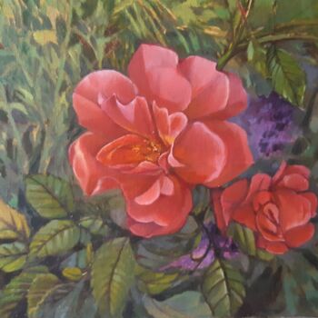 Peinture intitulée "Садовая роза" par Yunna V`Yun, Œuvre d'art originale, Huile