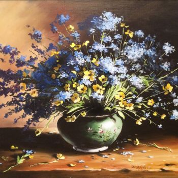 Malerei mit dem Titel "Полевые цветы" von Iurii Cherniak, Original-Kunstwerk, Öl