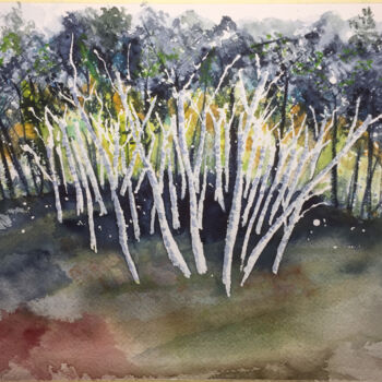 Painting titled "la foresta" by Yūrei, Original Artwork, Watercolor