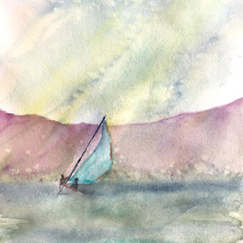 Painting titled "Il silenzio" by Yūrei, Original Artwork, Watercolor