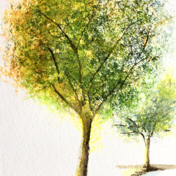 Painting titled "Trees" by Yūrei, Original Artwork, Watercolor