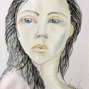 Painting titled "She" by Yūrei, Original Artwork, Watercolor