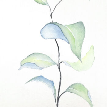Painting titled "Leaves Studio 1" by Yūrei, Original Artwork, Watercolor