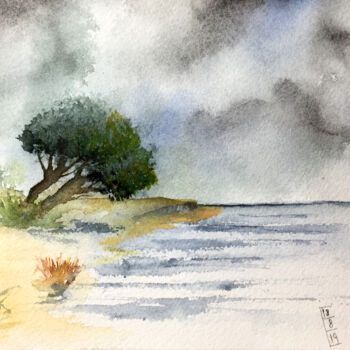 Painting titled "Un temporale d'agos…" by Yūrei, Original Artwork, Watercolor