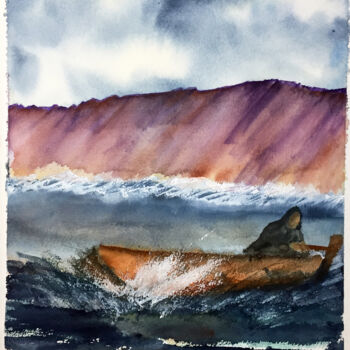 Painting titled "Sul mare" by Yūrei, Original Artwork, Watercolor