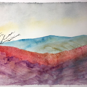 Painting titled "Etna" by Yūrei, Original Artwork, Watercolor