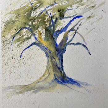 Painting titled "L'ulivo" by Yūrei, Original Artwork, Watercolor