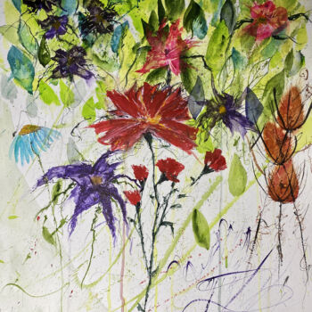 Painting titled "Il giardino incompi…" by Yūrei, Original Artwork, Watercolor