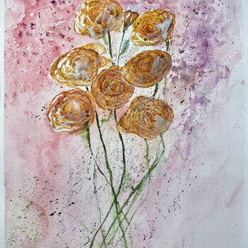 Pintura intitulada "Rose d'ottobre" por Yūrei, Obras de arte originais, Aquarela