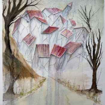 Painting titled "L'attimo prima" by Yūrei, Original Artwork, Watercolor