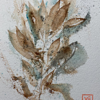 Painting titled "leaves 2" by Yūrei, Original Artwork, Watercolor
