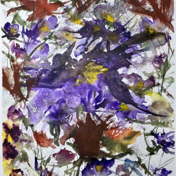 Painting titled "Fiori nel campo" by Yūrei, Original Artwork, Watercolor