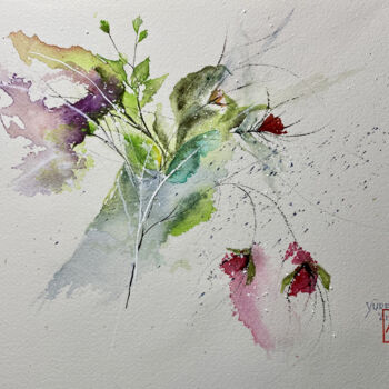 Painting titled "Fiorellini 2" by Yūrei, Original Artwork, Watercolor