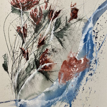 Pittura intitolato "I fiori. Il muscolo." da Yūrei, Opera d'arte originale, Acquarello