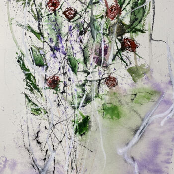 Painting titled "Fiorellini 6" by Yūrei, Original Artwork, Watercolor