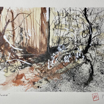 Peinture intitulée "In the forest" par Yūrei, Œuvre d'art originale, Aquarelle