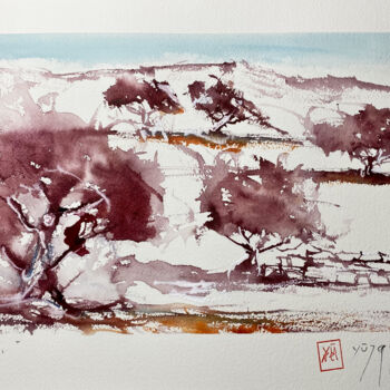 Painting titled "Ulivi 2" by Yūrei, Original Artwork, Watercolor