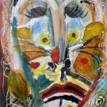 Schilderij getiteld "Il clown" door Yūrei, Origineel Kunstwerk, Acryl
