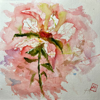 Картина под названием "Une fleur" - Yūrei, Подлинное произведение искусства, Акварель