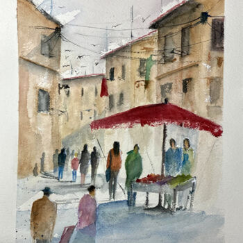 Painting titled "Sotto casa" by Yūrei, Original Artwork, Watercolor