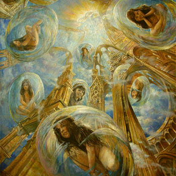 Картина под названием "Souls of Stars" - Yuri Avalishvili, Подлинное произведение искусства, Масло