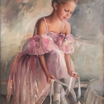Peinture intitulée "Pink ballerina" par Yuri Kovachev, Œuvre d'art originale, Huile Monté sur Châssis en bois