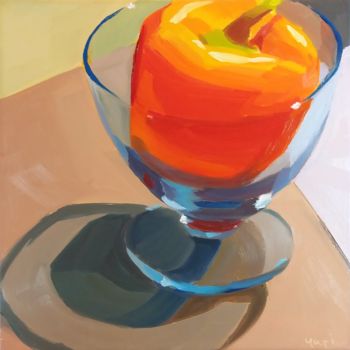 Peinture intitulée "Orange Pepper in Bl…" par Yuri Tayshete, Œuvre d'art originale, Huile