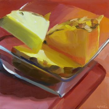 Painting titled "Pineapple Pieces in…" by Yuri Tayshete, Original Artwork, Oil