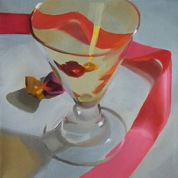 Painting titled "Yellow Glass and Pi…" by Yuri Tayshete, Original Artwork, Oil