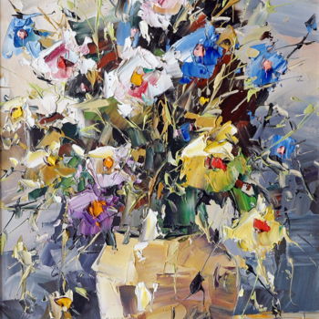 Pintura intitulada "Ваза с цветами" por Yuriy H, Obras de arte originais, Óleo