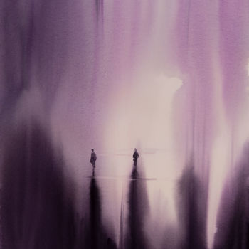 Malerei mit dem Titel "Abstract reflections" von Yuriy Kraft, Original-Kunstwerk, Aquarell