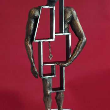 Sculptuur getiteld "***Many-Sided Man***" door Yuriy Kraft, Origineel Kunstwerk, Metalen
