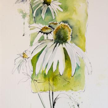 Painting titled "***Flower comp II***" by Yuriy Kraft, Original Artwork, Watercolor