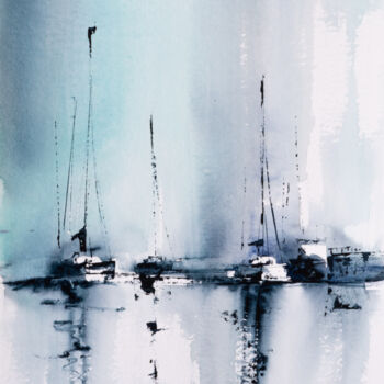 Pittura intitolato "Sailing VI" da Yuriy Kraft, Opera d'arte originale, Acquarello