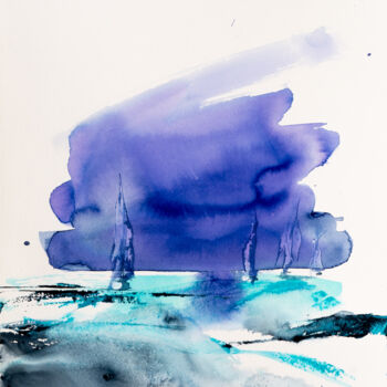 Malerei mit dem Titel "***Maritim Blue II*…" von Yuriy Kraft, Original-Kunstwerk, Aquarell