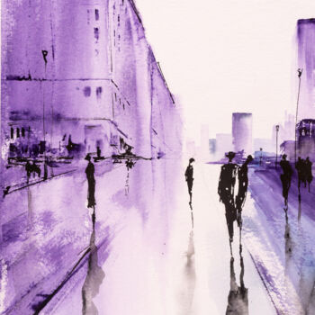 Painting titled "***Breathing City V…" by Yuriy Kraft, Original Artwork, Watercolor