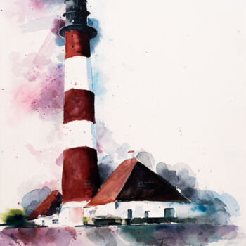 Malarstwo zatytułowany „***Lighthouse II***” autorstwa Yuriy Kraft, Oryginalna praca, Akwarela