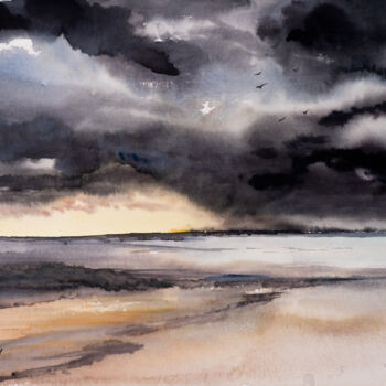 Schilderij getiteld "***North Coast***" door Yuriy Kraft, Origineel Kunstwerk, Aquarel