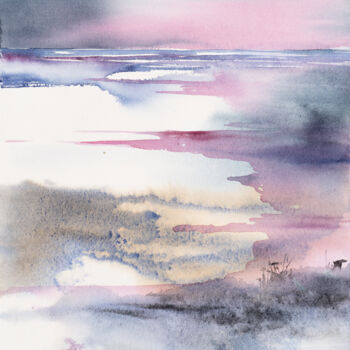 Malerei mit dem Titel "***Abstract Landsca…" von Yuriy Kraft, Original-Kunstwerk, Aquarell