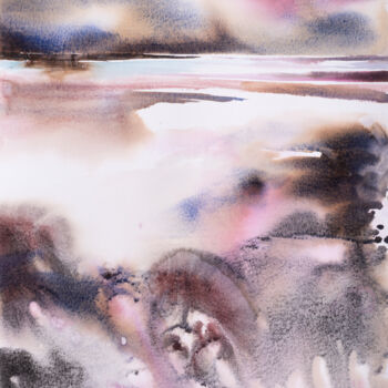 Pintura intitulada "***Abstract Landsca…" por Yuriy Kraft, Obras de arte originais, Aquarela