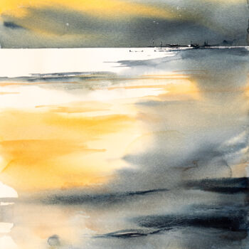 Painting titled "***Abstract Landsca…" by Yuriy Kraft, Original Artwork, Watercolor