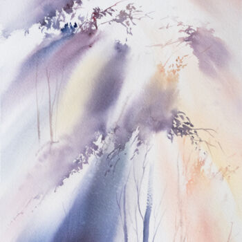 Malerei mit dem Titel "***Forest Light III…" von Yuriy Kraft, Original-Kunstwerk, Aquarell
