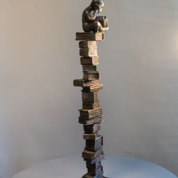 Sculpture titled "***Bookworm V***" by Yuriy Kraft, Original Artwork, Clay