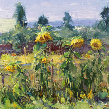 Peinture intitulée "Sunflowers" par Yuriy Demiyanov, Œuvre d'art originale, Huile Monté sur Châssis en bois