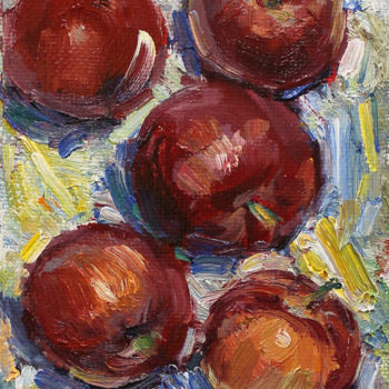 Картина под названием "Red apples" - Yuriy Demiyanov, Подлинное произведение искусства, Масло Установлен на Деревянная рама…