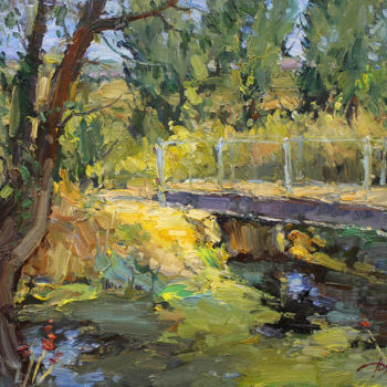 Pintura titulada "Sun on the bridge" por Yuriy Demiyanov, Obra de arte original, Oleo Montado en Bastidor de camilla de made…