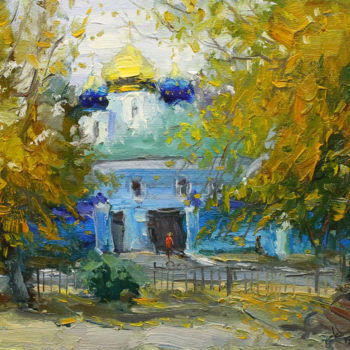 Malarstwo zatytułowany „Autumn in the park” autorstwa Yuriy Demiyanov, Oryginalna praca, Olej Zamontowany na Drewniana rama…