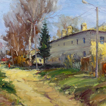 제목이 "Spring landscape"인 미술작품 Yuriy Demiyanov로, 원작, 기름 나무 들것 프레임에 장착됨